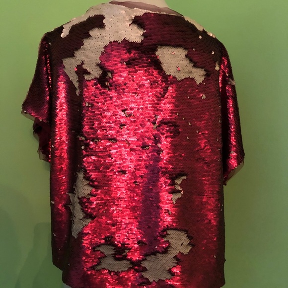 Free People Red & Gold Sequin Top - Picture 3 of 4